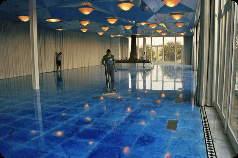 Rebajado y Abrillantado de la Sala Azul para la boda de la Infanta Cristina Hotel Rey Juan Carlos I