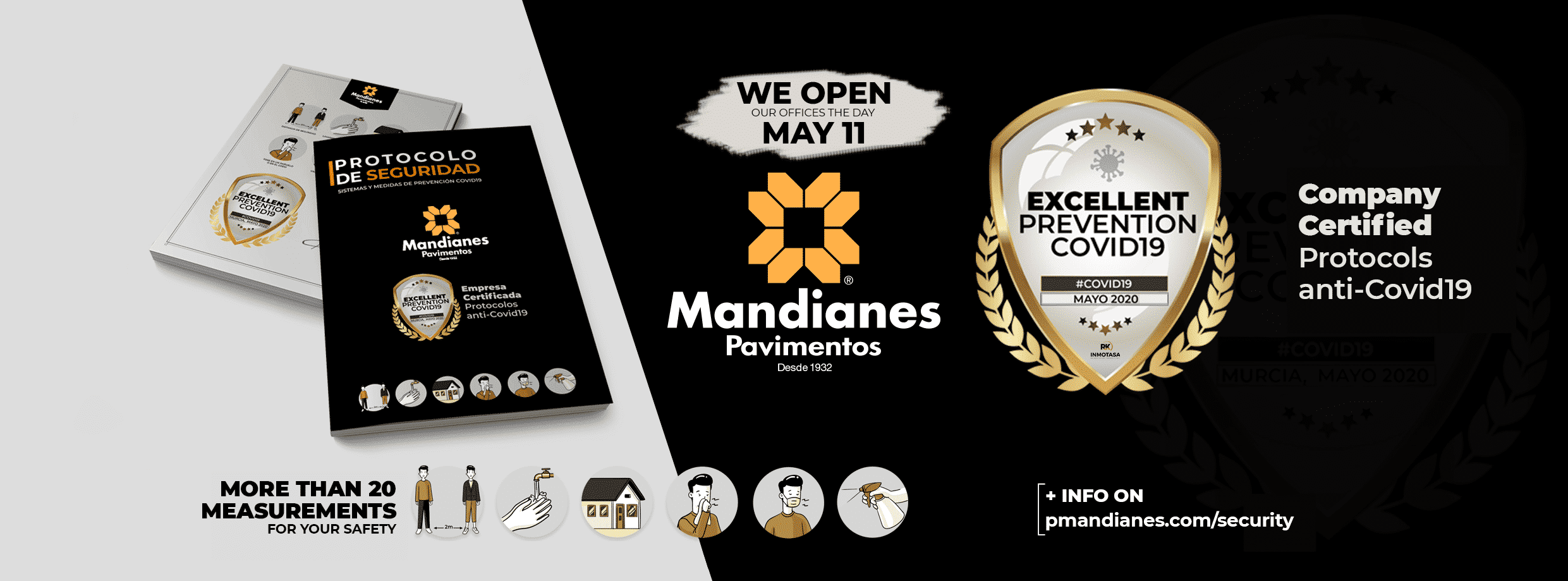 At Pavimentos Mandianes Parquets i Purtes Barcelona, your safety is the most important thing, we comply with more than 20 hygiene measures.